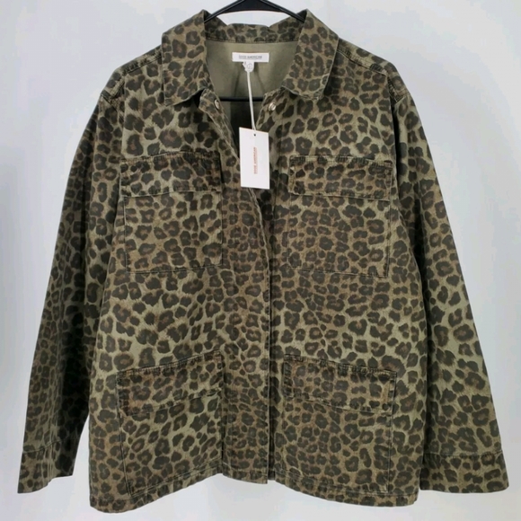 Women's Good American Leopard Print Utility Jacket Size Medium NEW A8 - Picture 1 of 3